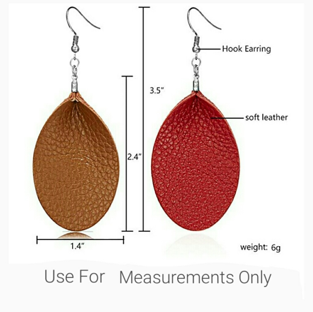 /NEW Red Genuine Leather Free Flow Teardrops - Picture 7 of 8